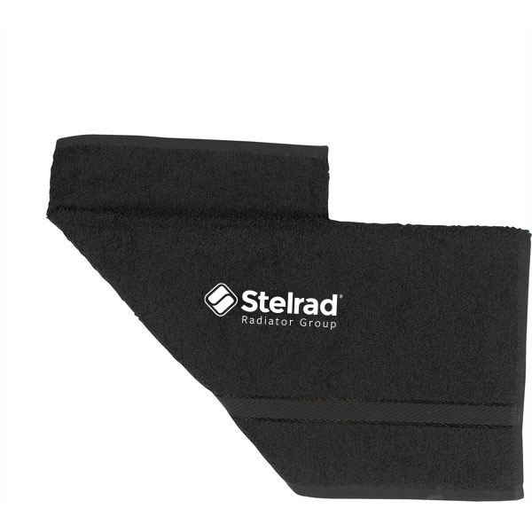Stelrad branded black hand towel loyalty reward